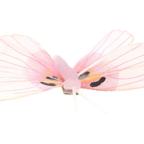 Artikel Vlinder op de clip roze 8cm 8st