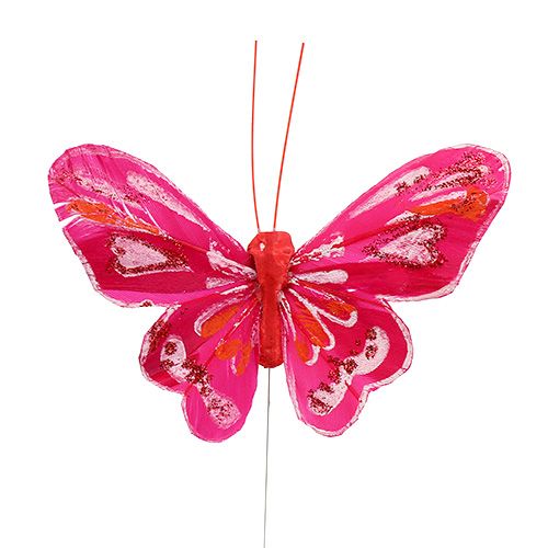 Floristik24 Vlinder 9,5cm roze 12st