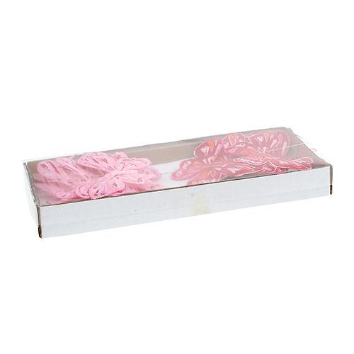 Floristik24 Vlinder 9,5cm roze 12st