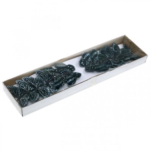 Floristik24 Veervlinders zwart en wit, vlinders op draad, kunstmotten 5.5×9cm 12st