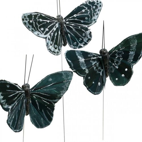 Artikel Veervlinders zwart en wit, vlinders op draad, kunstmotten 5.5×9cm 12st