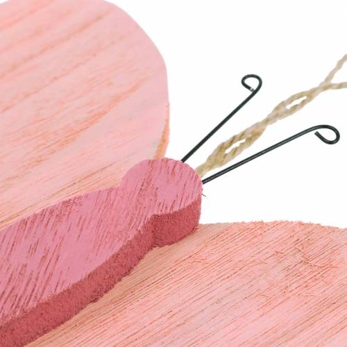 Floristik24 Vlinder om hout op te hangen roze 13cm x 22cm 2st