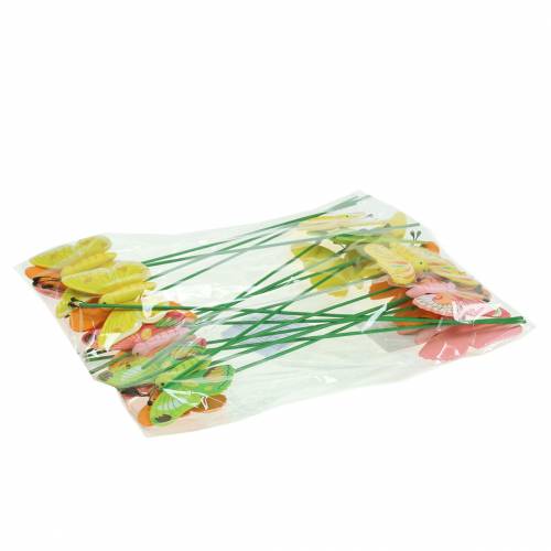 Artikel Bloemenplug vlinder hout assorti 7,5cm 16 st