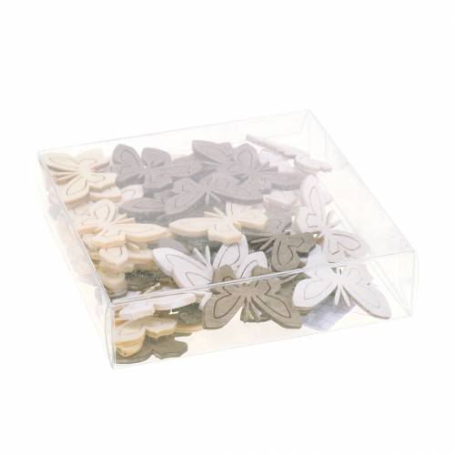 Floristik24 Vlinderhout Wit, Crème, Bruin Geassorteerd 4cm 72 stuks Tafeldecoratie Lente