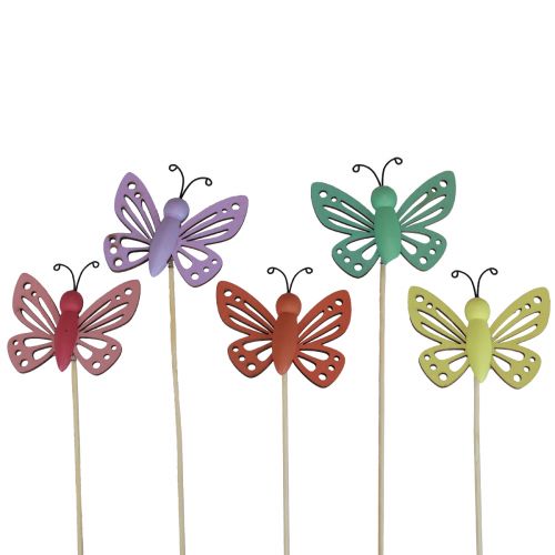 Lentedecoratie bloempluggen houten decoratieve vlinders 6×8cm 10st