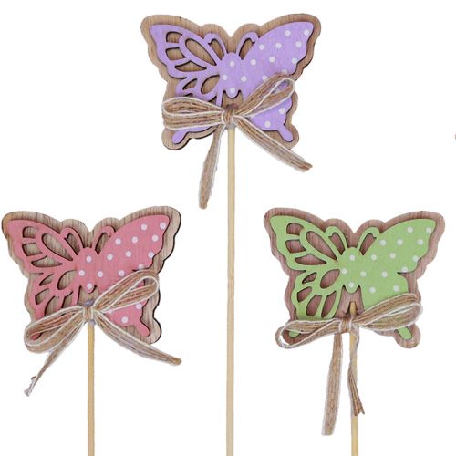Artikel Lentedecoratie bloempluggen hout vlinders 6cm 10st