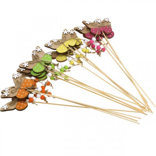 Floristik24 Bloemplug vlinder houten decoratie om op te plakken 7×5cm 16 st