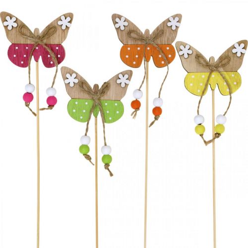 Floristik24 Bloemplug vlinder houten decoratie om op te plakken 7×5cm 16 st