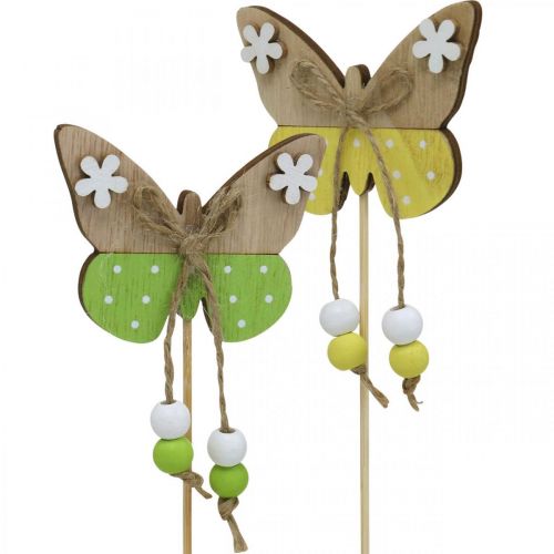 Floristik24 Bloemplug vlinder houten decoratie om op te plakken 7×5cm 16 st