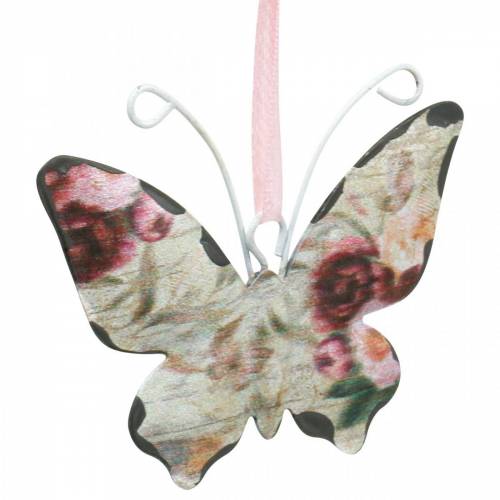 Floristik24 Vlinder om op te hangen metalen deco hanger 7cm lente decoratie 12st