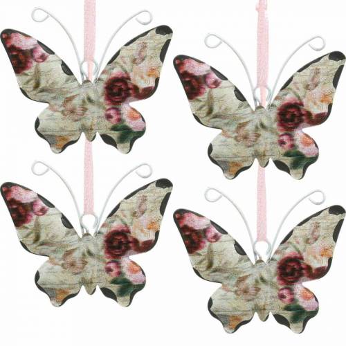 Floristik24 Vlinder om op te hangen metalen deco hanger 7cm lente decoratie 12st