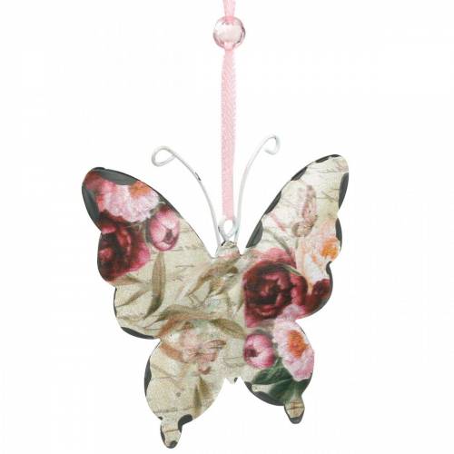 Floristik24 Vlinder om op te hangen metalen deco hanger 9cm lente decoratie 6st