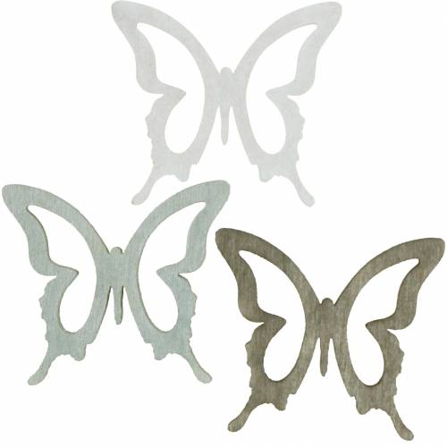 Floristik24 Vlinder 4cm strooidecoratie hout bruin/lichtgrijs/wit 72 st