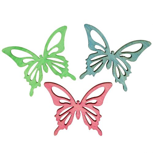 Floristik24 Vlinders Mix Hout Roze, Groen, Blauw 4cm 72 st