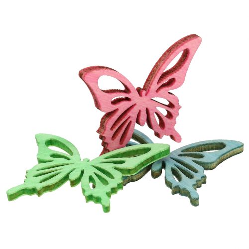 Floristik24 Vlinders Mix Hout Roze, Groen, Blauw 4cm 72 st