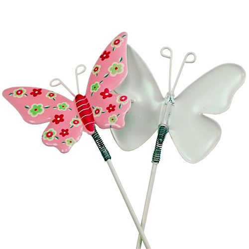 Floristik24 Vlinders met draad blik gekleurd 6cmx5cm L24cm