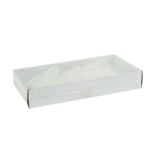 Floristik24 Vlinders wit 8cm met mica 6st