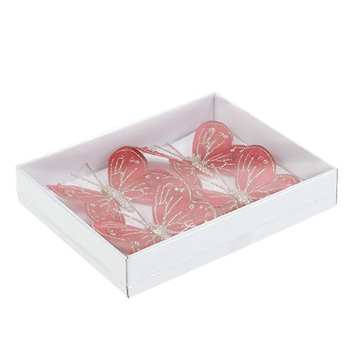 Floristik24 Vlinders 7cm rood, mica 4st