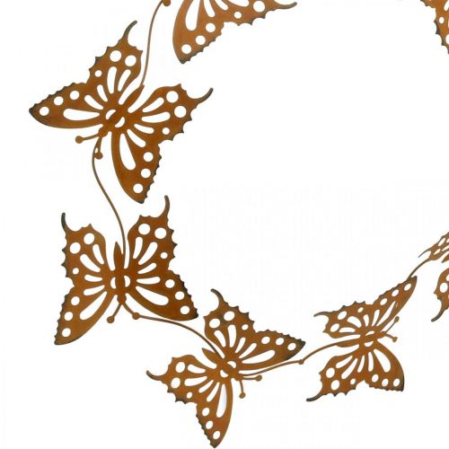 Floristik24 Vlinderdecoratie, lentedecoratie om op te hangen, kransring, patina Ø30cm 2st