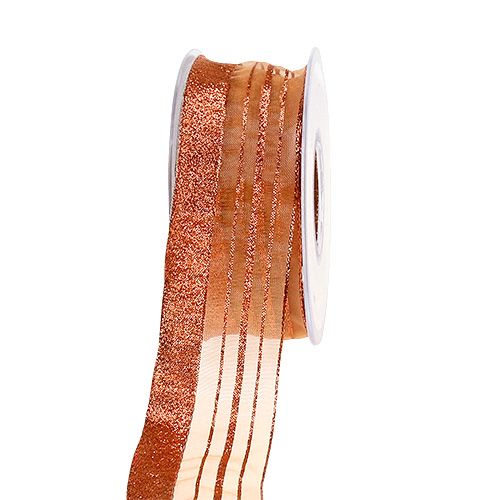 Floristik24 Sierkoord met lurex strepen koper 40mm 20m