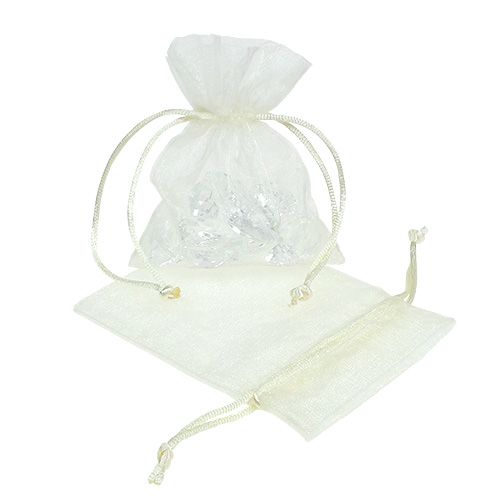 Floristik24 Sieradenzakje van organza creme 12x9cm 10st