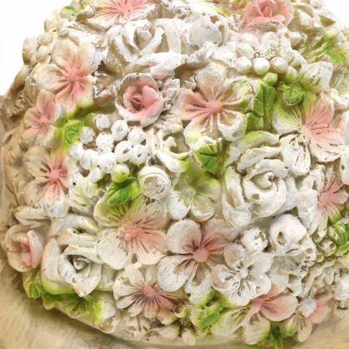 Floristik24 Slak met bloemdecoratie, tuindier, decoratieve slak, zomerdecoratie bruin/roze/groen H13.5cm L19cm