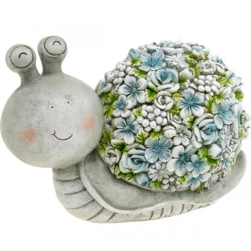 Floristik24 Bloesem Dierenslak Met Bloemen Lente Decoratie Tuin Decoratie Grijs/Blauw/Groen H13.5cm L19cm