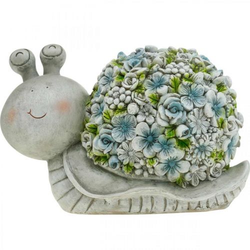 Floristik24 Bloesem Dierenslak Met Bloemen Lente Decoratie Tuin Decoratie Grijs/Blauw/Groen H13.5cm L19cm