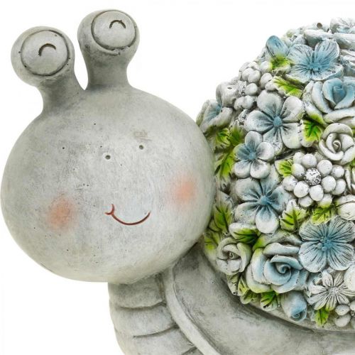 Floristik24 Bloesem Dierenslak Met Bloemen Lente Decoratie Tuin Decoratie Grijs/Blauw/Groen H13.5cm L19cm