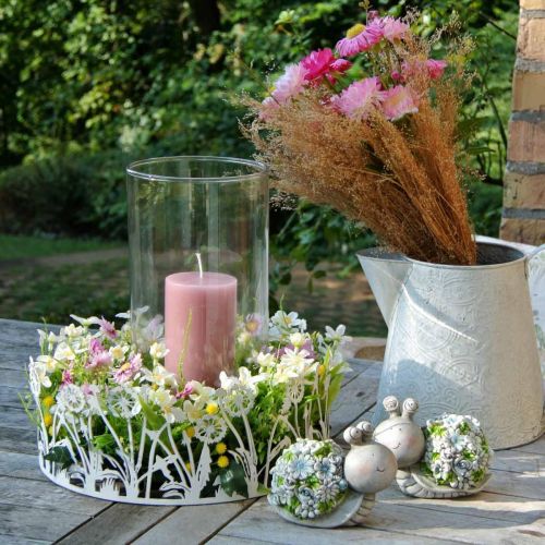 Floristik24 Slakken met bloemen zomerdecoratie tafeldecoratie grijs/blauw/groen 9,5cm set van 2
