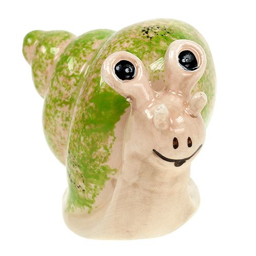 Floristik24 Decoratief figuur slak creme-groen 5cm 6st