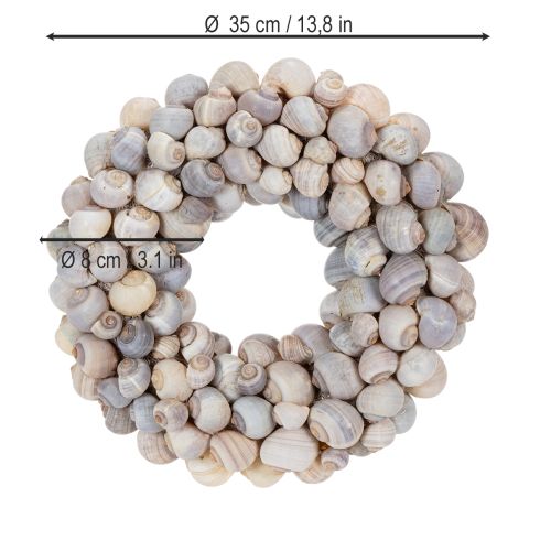 Artikel Slakkenkrans om op te hangen, decoratieve krans, maritieme stijl, Nathai, Ø35cm