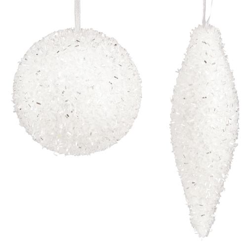 Artikel Sneeuwdecoratie Kerstversiering ballen kegels Ø4/8cm 18 st