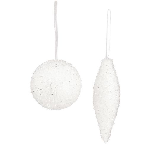 Artikel Sneeuwdecoratie Kerstversiering ballen kegels Ø4/8cm 18 st