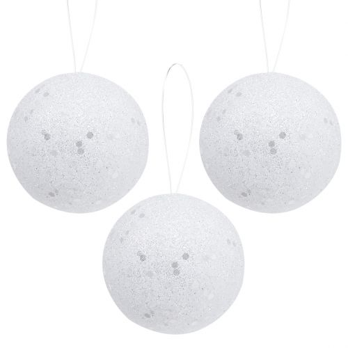 Floristik24 Decoratieve sneeuwbal om op te hangen Ø6cm 12st