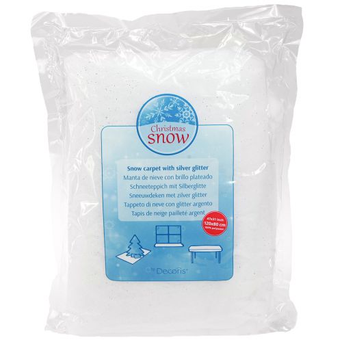 Artikel Sneeuwdeken mica sneeuwtapijt met zilveren glitters 120×80cm