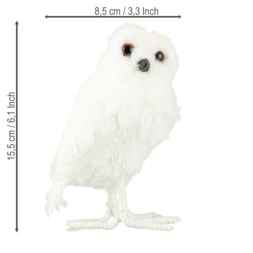 Artikel Sneeuwuil decoratieve uil wit met bont en veren 15,5cm 2st