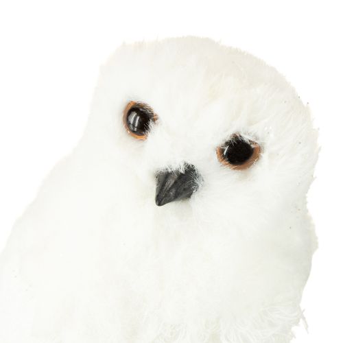 Artikel Sneeuwuil decoratieve uil wit met bont en veren 15,5cm 2st