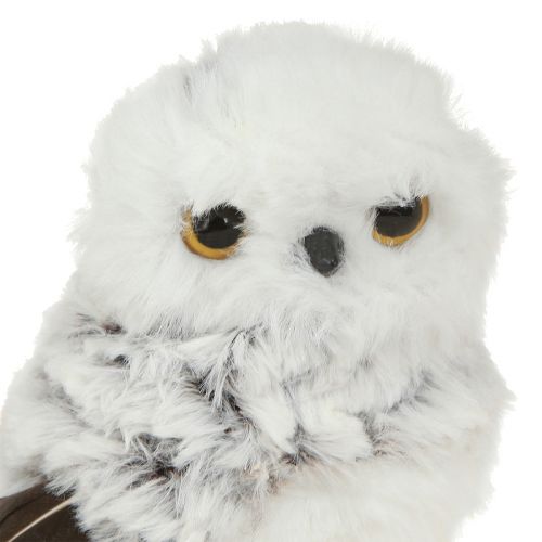 Artikel Sneeuwuil Decoratieve Figuur Uilen Paar Wit Bruin H12cm 4 st