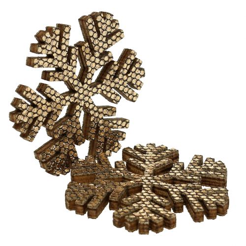Artikel Sneeuwvlok goud kerstdecoratie Ø4cm 48 st