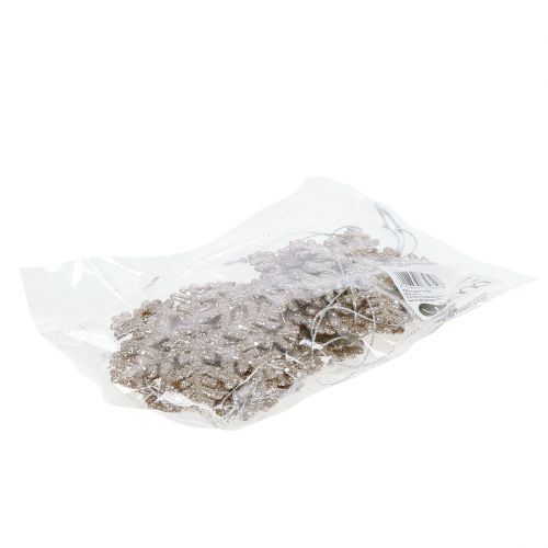Floristik24 Sneeuwvlok om op te hangen, kerstversiering, decoratieve ijskristal champagne met glitter 12st