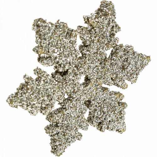 Artikel Sneeuwvlokkenhout 4cm licht goud met mica 72 st