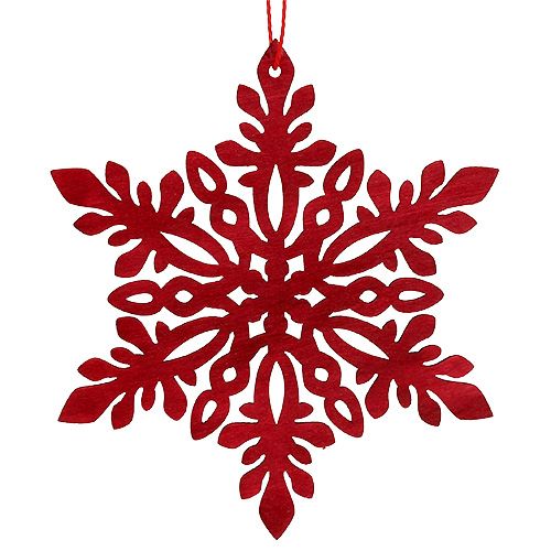 Floristik24 Sneeuwvlok hout Ø8cm - Ø12cm naturel/rood 12st