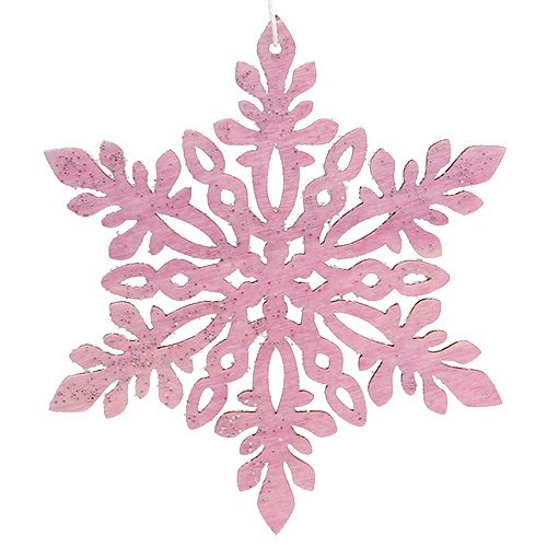 Artikel Sneeuwvlokhout 8-12cm roze/wit 12st.