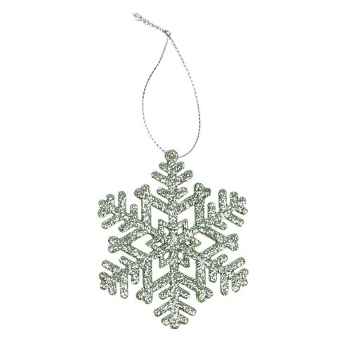 Floristik24 Sneeuwvlok Ø8cm mintgroen met glitter 12st