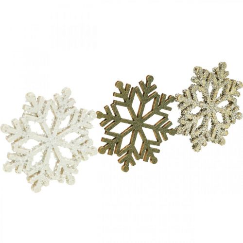 Floristik24 Sneeuwvlok naturel, witte mica mix Ø4cm 72 st