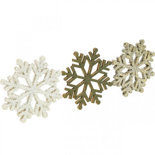 Floristik24 Snowflake nature, witte mica mix Ø4cm 72st