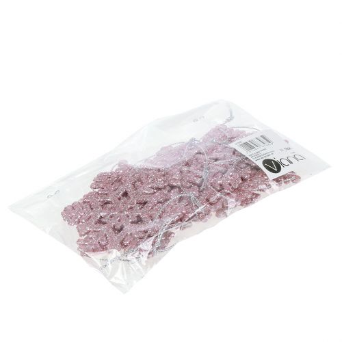 Floristik24 Sneeuwvlok Ø8cm roze met glitter 12st