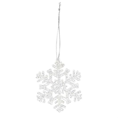 Floristik24 Sneeuwvlok Ø8cm wit met glitter 12st