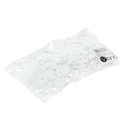 Floristik24 Sneeuwvlok Ø8cm wit met glitter 12st